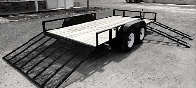 Image of atv trailers with ramps dowm.
