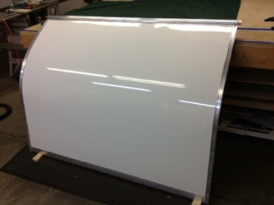 Image of the built hatch for the teardrop trailer.