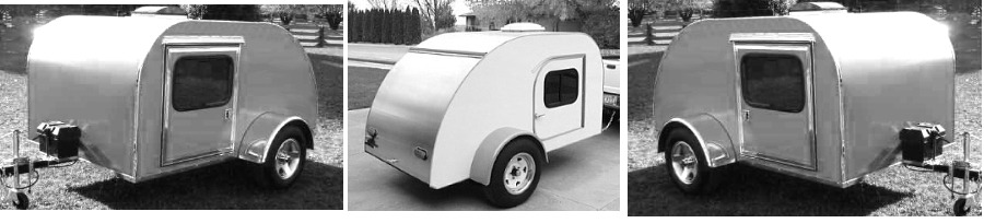 Image of the 5x8 and the 5x10 teardrop trailers.