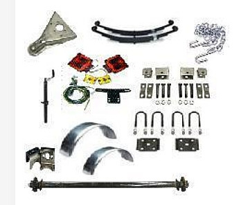 Image of the trailer parts kit that can be used to build these 5' wide utility trailers.
